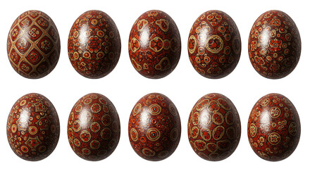 Easter day chocolate eggs isolated on transparent background