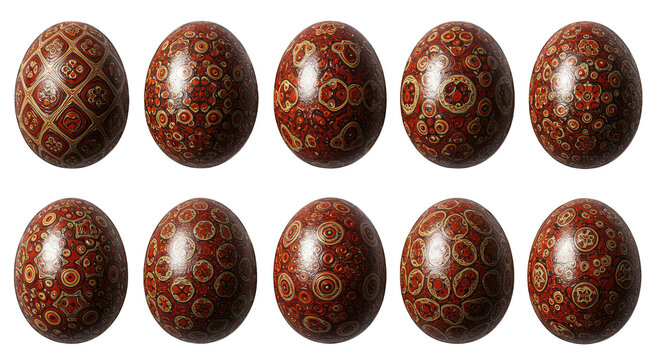 Easter day chocolate eggs isolated on transparent background