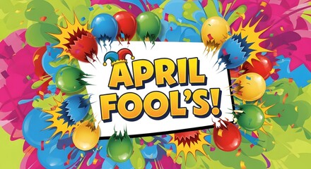 Fototapeta premium Vibrant april fools' day celebration background with colorful balloons