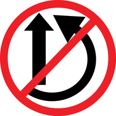 Overtaking prohibited road sign icon, black arrows in red circle prohibition symbol isolated vector