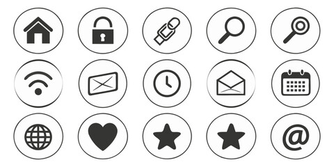 A collection of various icons representing different functions and features. Vector