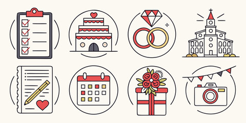 A diverse collection of icons representing various aspects of life and activities Vector