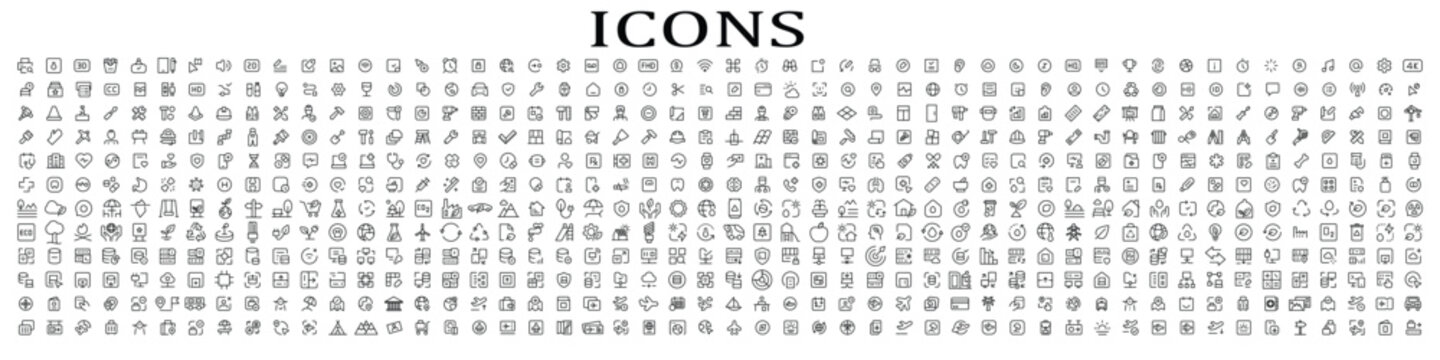 Large collection of diverse icons simple vector symbols