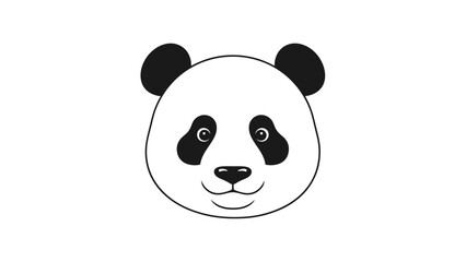 Obraz premium Cute and simple black and white panda face illustration, designed as a friendly animal character for children and minimalist graphic projects.