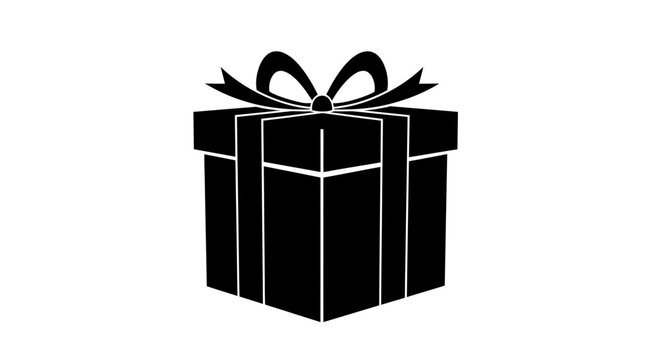 Black Gift Box with Ribbon Illustration.