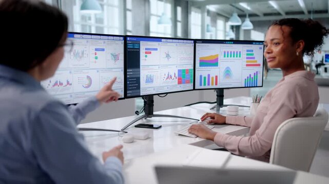 Corporate Dashboard On Computer Screen Showing Multiple Data