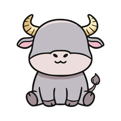 Cute Buffalo Cartoon Character Illustration
