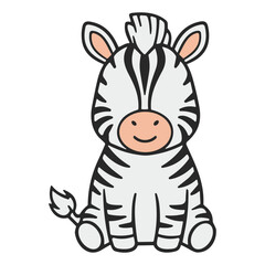 Cute Zebra Cartoon Character Illustration