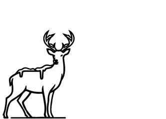 Fototapeta premium Stylized line art of a buck with branching antlers and a flowing mane