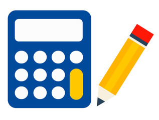 pencil and calculator icon flat design