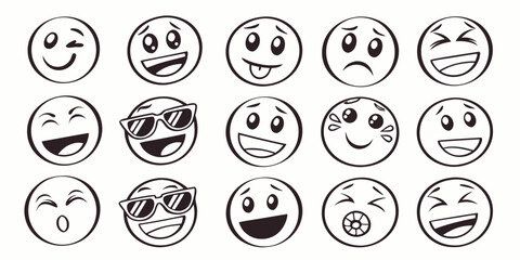Obraz premium A diverse collection of emojis expressing various emotions and expressions Vector