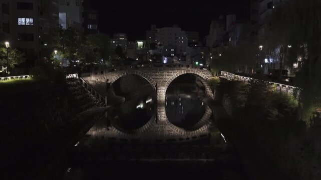眼鏡橋の夜景の風景（長崎市）