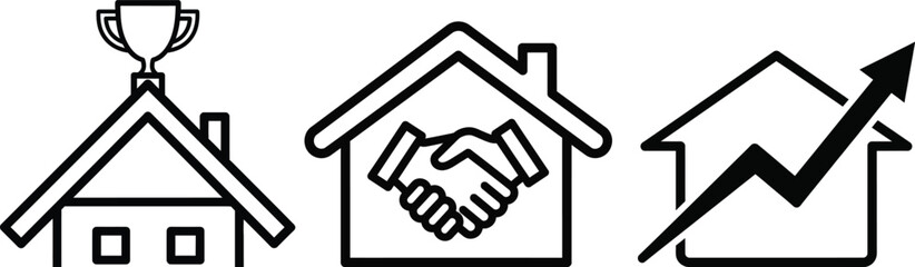 Obraz premium Real estate success and growth icons