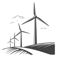 Wind turbines on a hill with clouds in the background © Forida