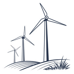 Wind turbines on a hill generating renewable energy