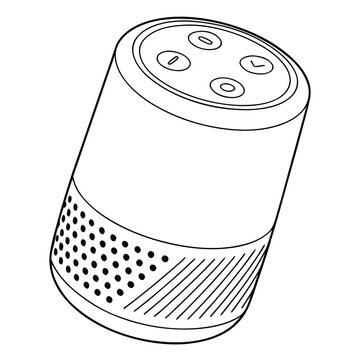 A cylindrical smart speaker with buttons and holes