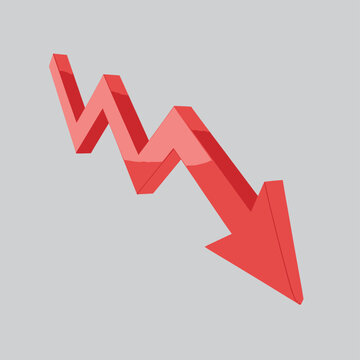 Red arrow showing sharp decline and downward trend