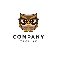 Spectacled owl or glasses logo icon vector mascot