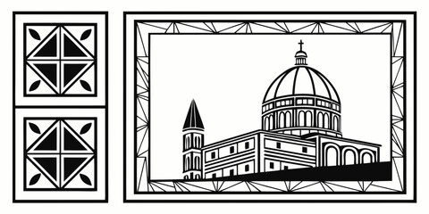 A detailed illustration of a historic building with a dome and intricate architectural elements. Vector © RABBY MIA