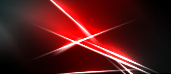 Abstract red lines intersect, creating bright flares against dark background. Dynamic energy radiates from central point.
