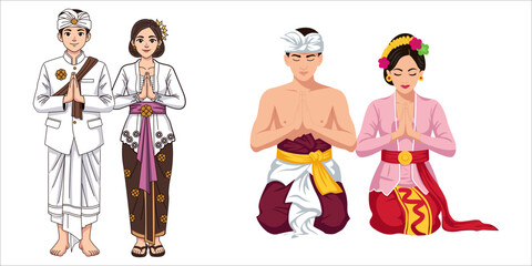 Balinese Couple Praying in Nyepi Day