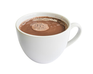 A comforting Hot chocolate in a White mug, a delicious Drink and warm Beverage, rich in Cocoa flavor, perfect for a cozy moment.