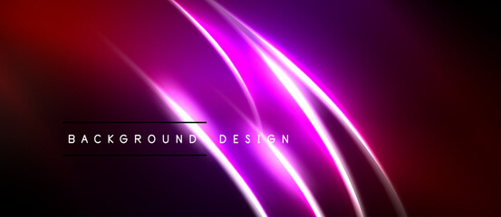 Fototapeta premium Abstract background features vibrant purple, pink lines. Dark edges frame glowing central design. Modern, dynamic visual presentation.