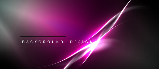 Obraz premium Abstract pink background with glowing lines. Modern design elements create dynamic visual effect. Dark borders frame central composition.