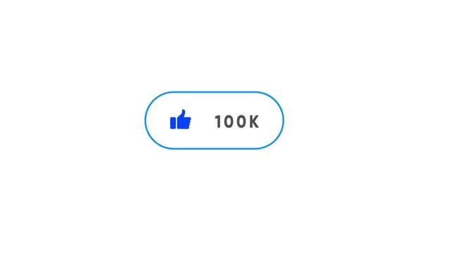 Blue outlined rounded rectangle with a thumbs up icon and the number 82 K inside on a white background