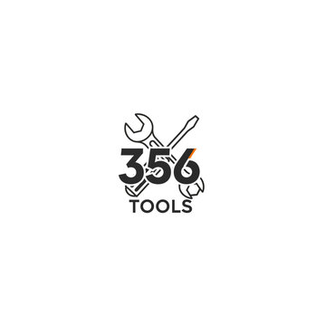 356 Tools Logo Design with Wrench and Screwdriver Icon