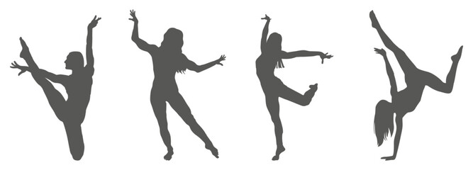 Dance performance silhouette collection set. Dancer silhouette collection.