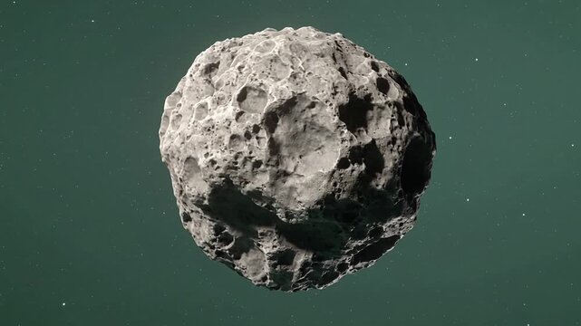 Rotating Asteroid in Deep Space with Starfield Background