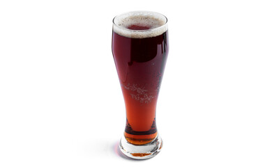 Glass of dark beer on white background. High quality photo