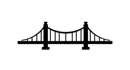Simple Black Silhouette of Suspension Bridge.