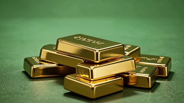 Shiny Gold Bars Falling and Stacking Wealth Accumulation