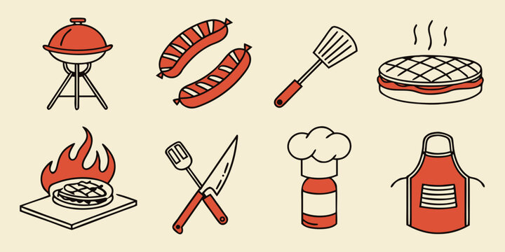 Assorted cooking utensils and ingredients for a delicious meal preparation Vector