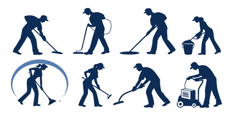 Fototapeta premium A sequence of silhouettes depicting various stages of a person skiing down a slope Vector