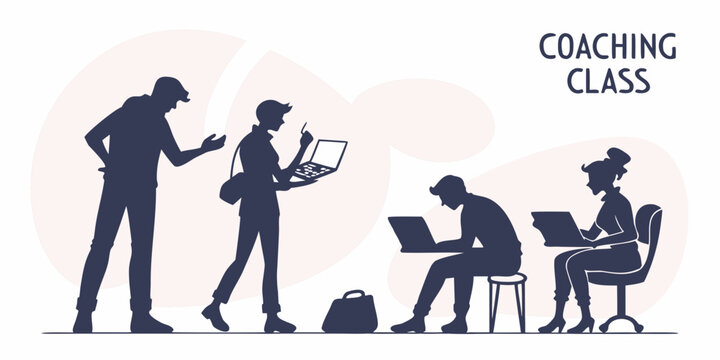 Students participating in a virtual coaching class during the pandemic Vector