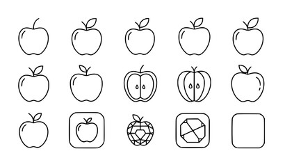 Apple line icon set minimal outline fruit symbols editable stroke vector isolated on white © MdIbrahimIslam