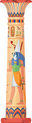 Naklejka premium Ancient column with egyptian god painting. Cartoon pillar