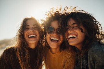 Fototapeta premium Candid joy of friends in minimalist outdoor scene
