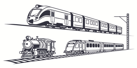 A comparison of modern and vintage trains showcasing their architectural differences Vector © RABBY MIA