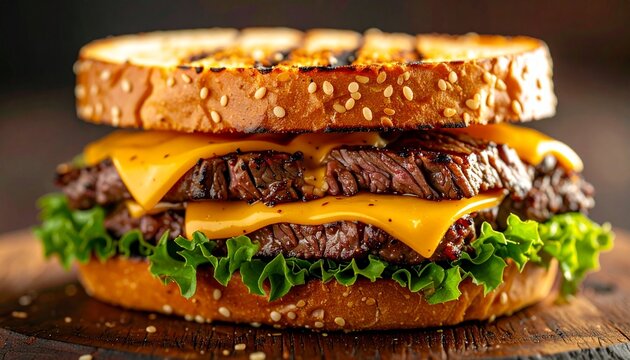 close up beef sandwich 