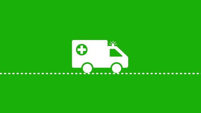 Transport on way road ambulance icon animation. Ambulance emergency service. Medical rescue service video footage.