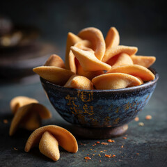 Fortune Cookies Still Life on Dark Background &ndash; AI Generative
