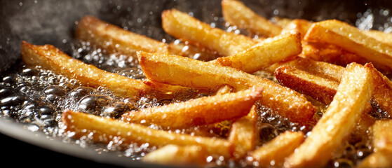 Golden Crispy French Fries Close-Up &ndash; Generative AI