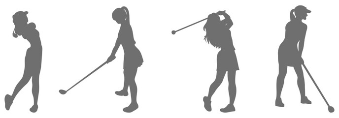  Golf player swing silhouette collection 