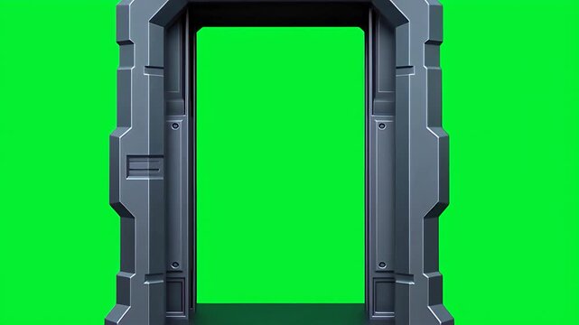 Futuristic Sci-Fi Door Opening Green Screen Animated Portal