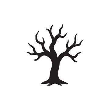 Halloween tree silhouette vector illustration for spooky holiday design