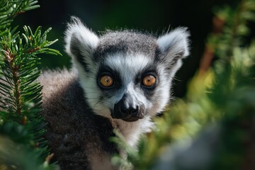 Fototapeta premium Curious Lemur Catta staring in Madagascan wild